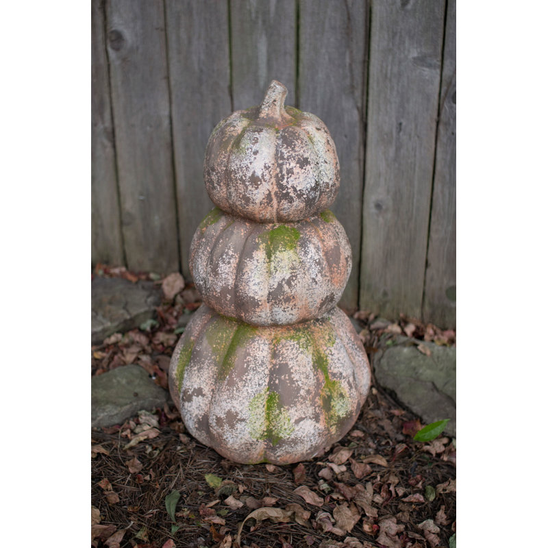 The Holiday Aisle® 3 Piece Stacked Faux Concrete Pumpkin Set Wayfair
